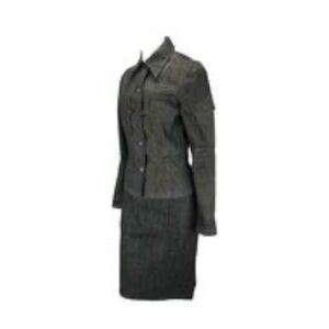 1999 Gucci by Tom Ford Black Denim Suit Skirt (40) and Jacket (42), MSRP $2450